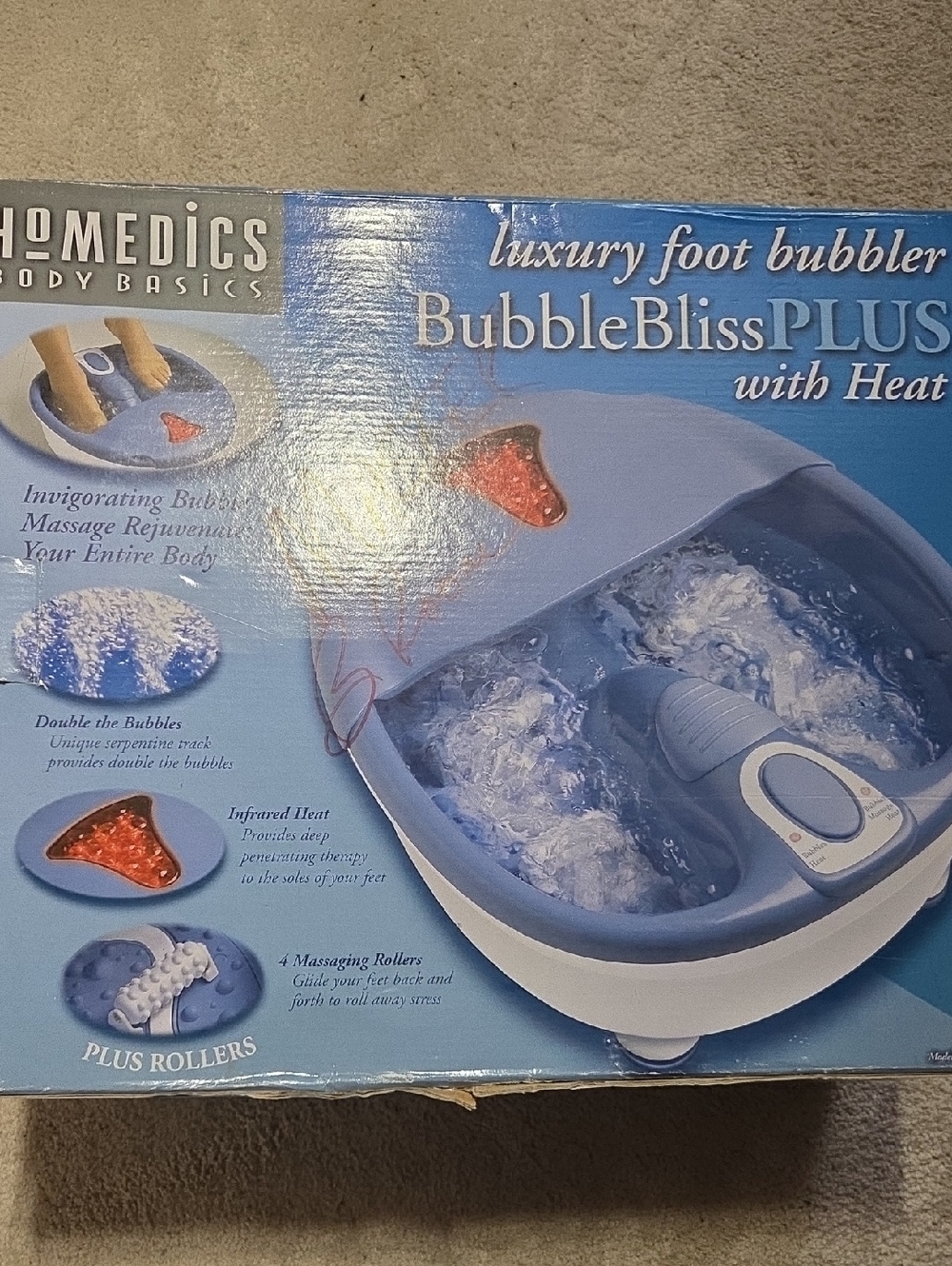 Homedics Blue and White Bubble Foot Spa with Rollers